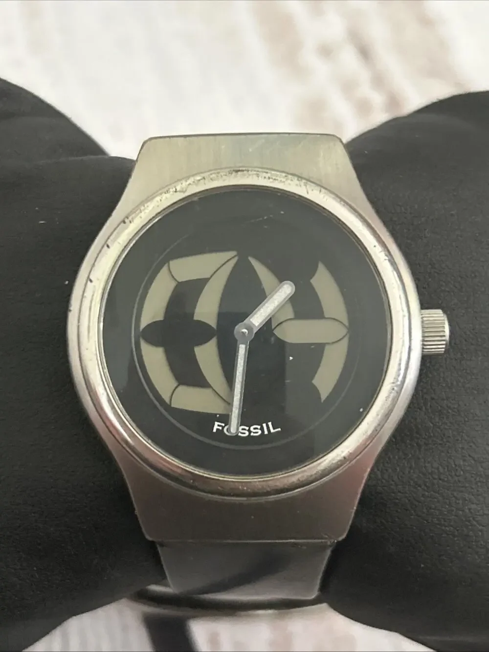 Fossil Sport Line Silver Tone Black Band Quartz Watch